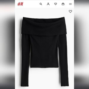 H&M Rib-Knit Off Shoulder Top Size Small